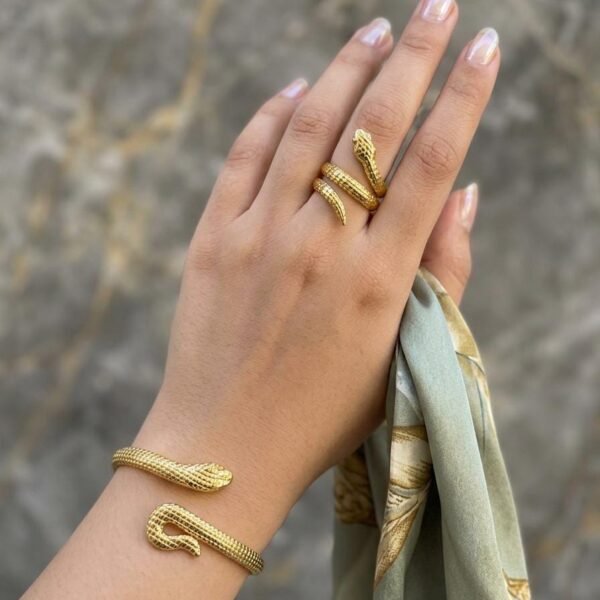 18kt Anti Ternish Premium Snake Ring + Bracelet set