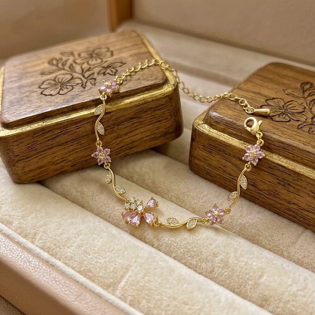 18kt Gold plated Floral Bracelet - Image 2