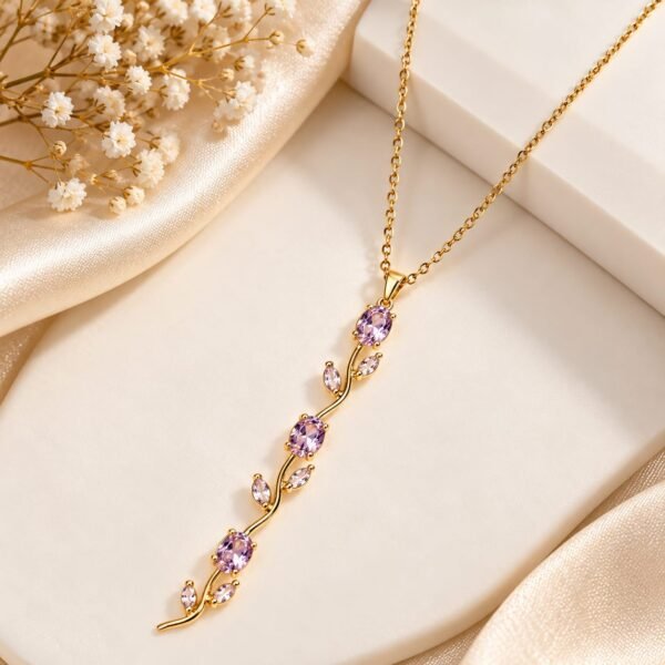 18kt Gold plated Floral straight Tulip Necklace