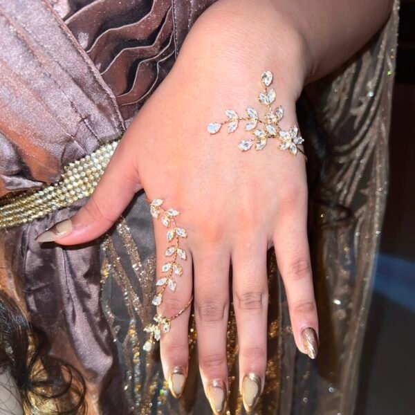 18kt Gold plated Palm Harness crystal Handcuff