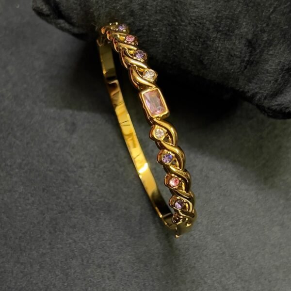 Luxury premium anti ternish 18kt Gold plated purple+white+pink shade standard size Bracelet