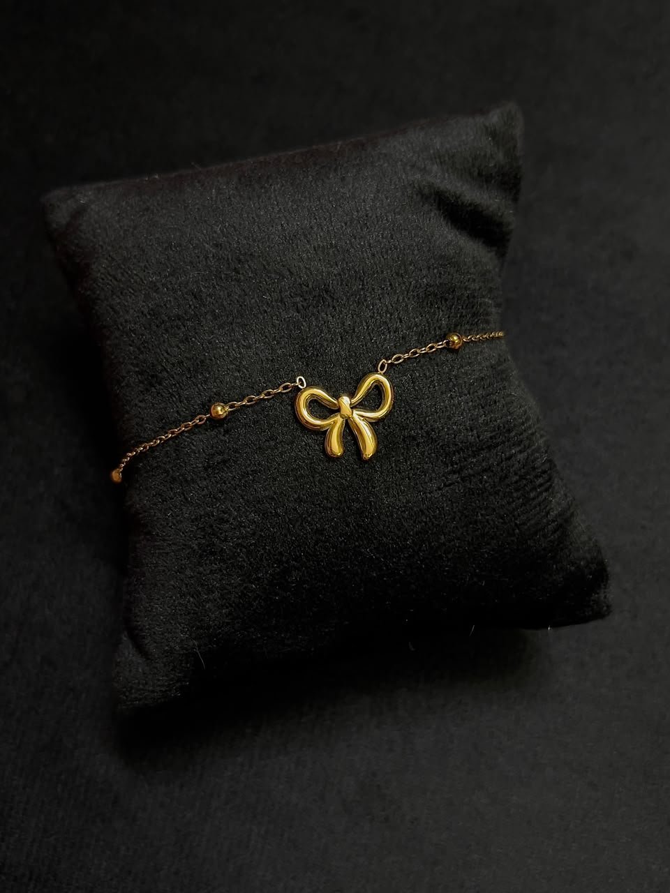 Minimal bow 18k gold plated , Anti ternish chain bracelet