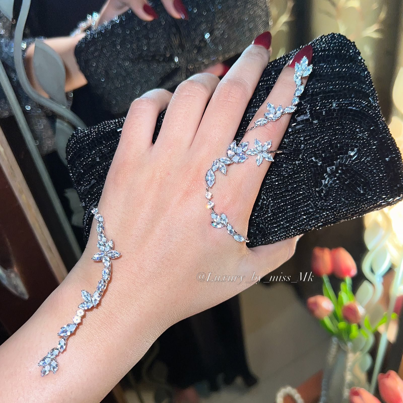 SILVER PLATED CRYSTAL HANDCUFF