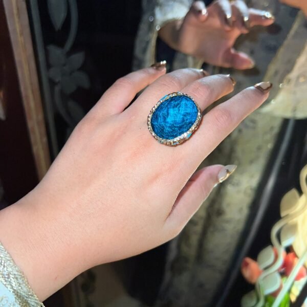 TURKISH ADJUSTABLE STATEMENT RING PEACOCK GREEN